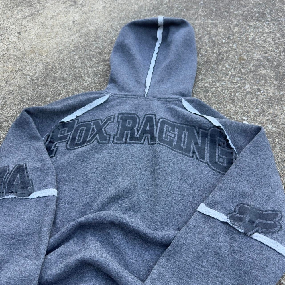 Vintage Y2K Fox Racing Hoodie Motocross Gorpcore Grey Small (f5)